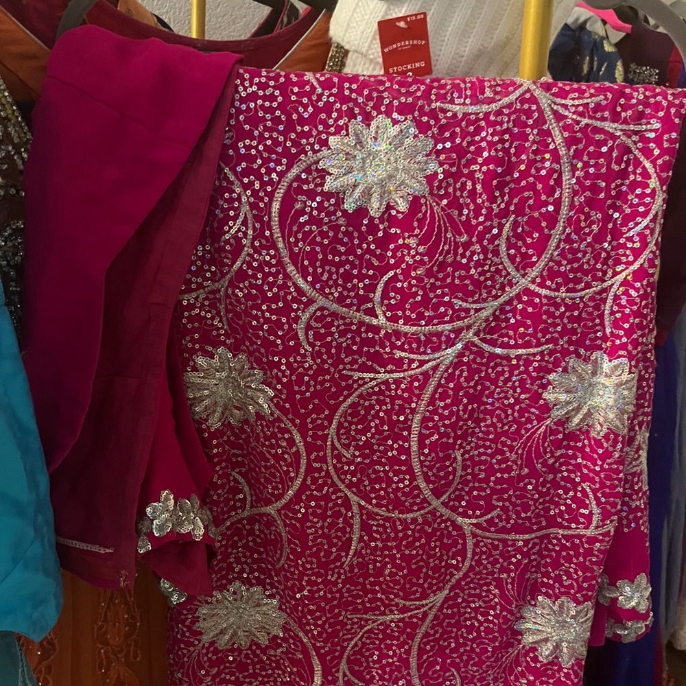 Pink and Silver saree